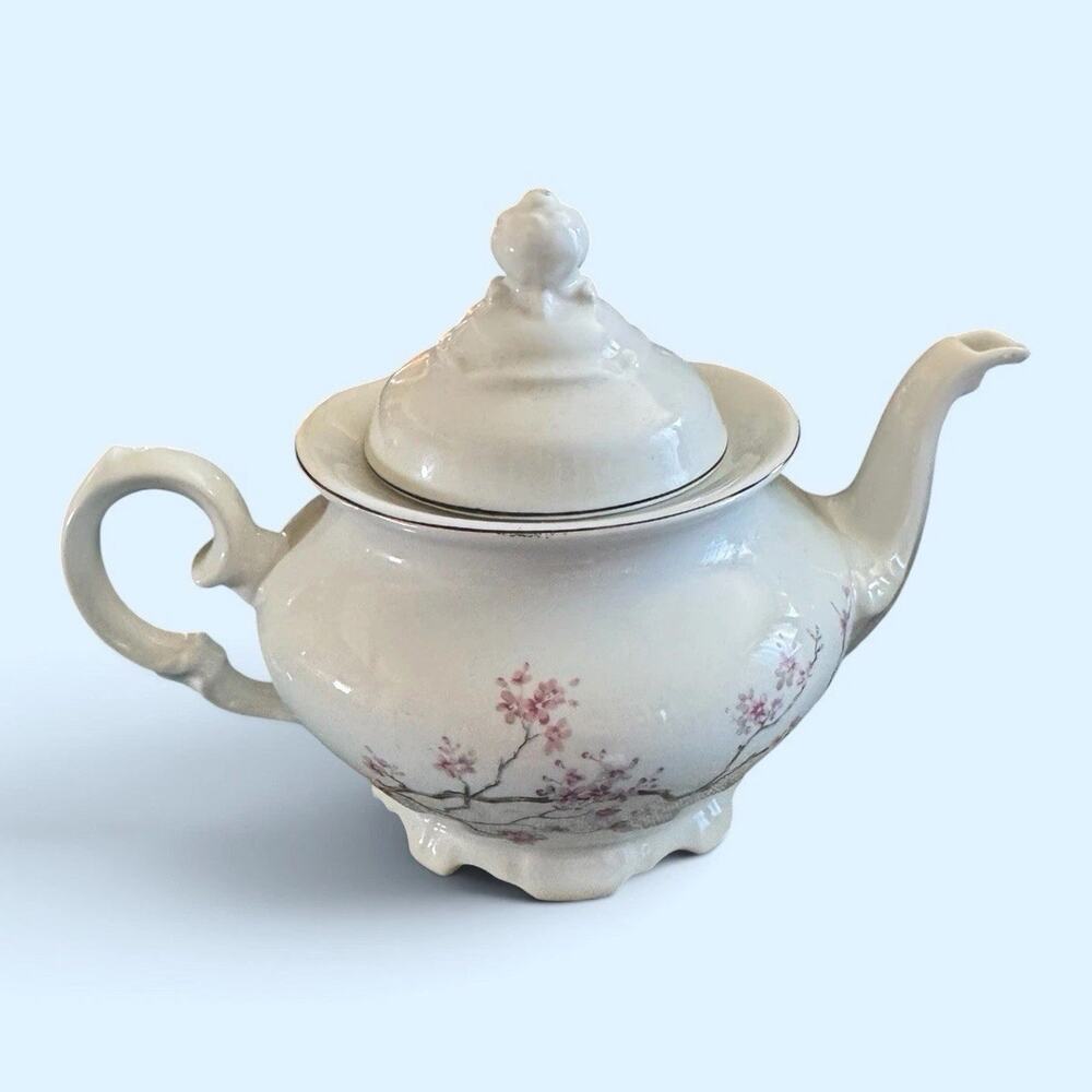 Vintage Porcelana Schmidt Brasil Ceramic Teapot Floral Design